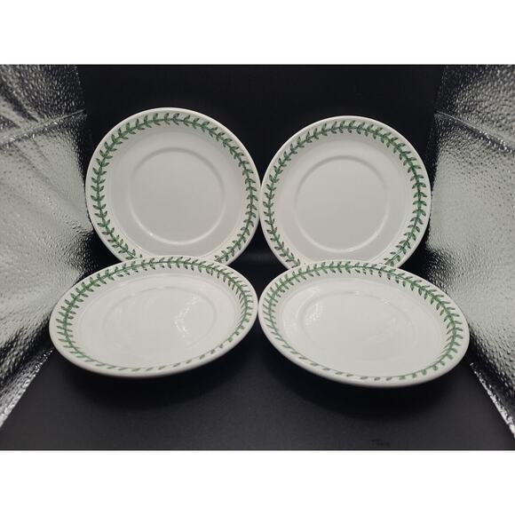 Set Lot 4 Portmeirion Dahlia Botanic Garden Green White Leaf Tea Cup Saucers 6"_ - Picture 1 of 5